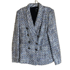 aqua blazer size Small multi color metallic tweed double breasted jacket NEW