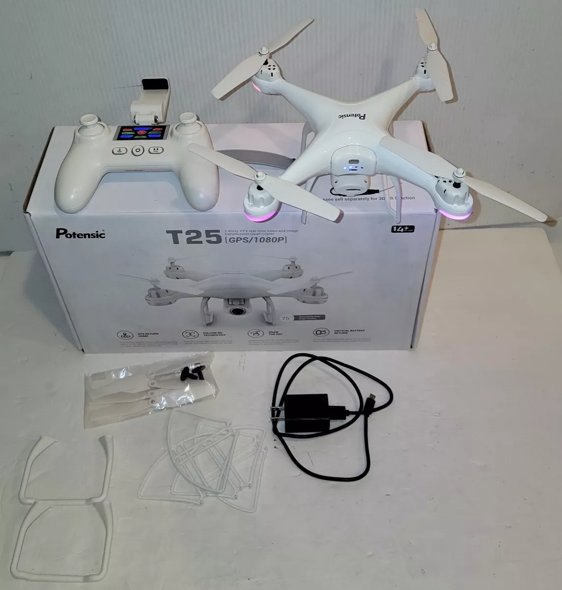 Potensic T25 GPS Drone FPV RC Quadcopter w/1080P HD Camera WiFi (TESTED,  WORKS!)