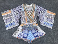 CAMILLA Franks Kimono Sleeve 100 Silk Swarovski Crystal Romper Playsuit Size XS