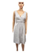 J Crew Linen Metallic Dress Tan Size 8