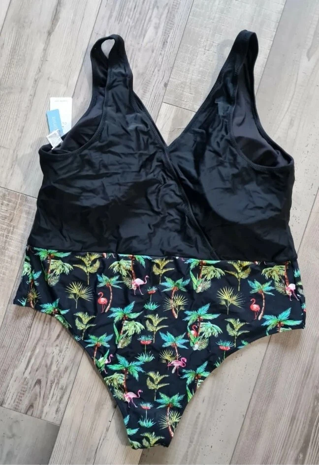 Badeanzug gr 4XL mit Cups BH polster wattiert schwarz grün pad sexy 48 XXXL - Bild 3 von 4