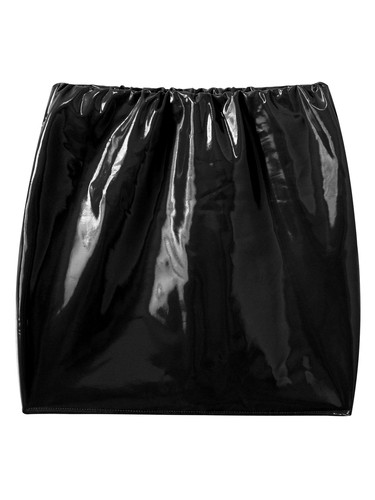 Damen-Minirock hochtailliert Kunstleder Bodycon lässig dehnbar kurze Clubwear - Bild 35 von 121