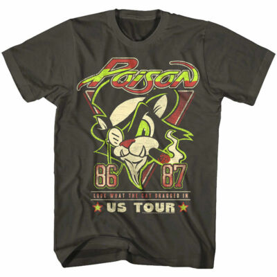 Poison Look What The Cat Dragged In USA Tour 1986 Men s T S, Shirt For Music Fan