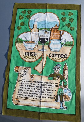 NWOT Linen Irish Coffee Recipe  Tea Towel St. Patricks ~ Ireland ~ Perfect Gift