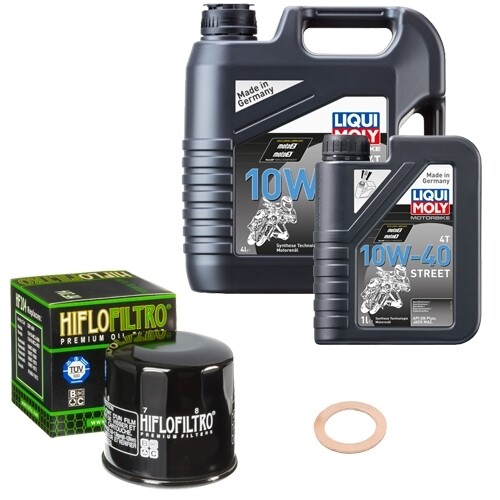 Hiflo ÖLfilter Set LM 10W-40 Street 5L FüR Kawasaki ZZR 1400 F ABS ZXT40EFA 2012-image