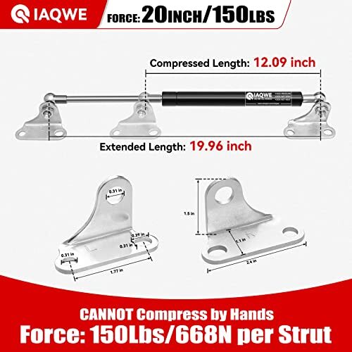 2-Pack 10mm Nylon End Lift Supports – 23" Extended, 150lbs Struts – Replacement Gas Springs - View #4
