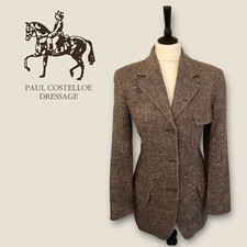 Paul Costelloe Dressage Womens Vintage Brown Silk Wool Longline Jacket Uk 10