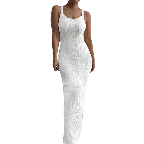 Damen Sommer Langes Kleid Freizeit Slip Sexy Schmal Ärmellos Bodycon Maxikleider - Bild 5 von 42
