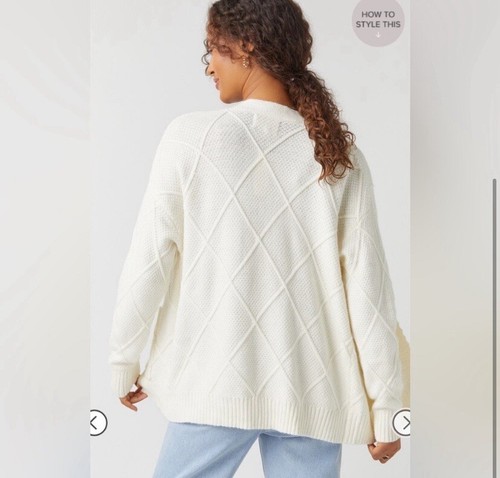 Francesca’s Fiona Diamond Knit Cardigan - Ivory - Size Large - Picture 4 of 4