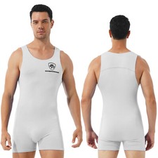 Men Athletic Boxers Jumpsuit Sleeveless Leotard Workout Sportswear Bodysuit Gym