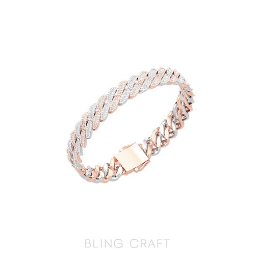 Pulsera cubana baguette moissanita redonda real de 5,87 quilates chapada en oro de 14 k para hombre - Imagen 14 de 18