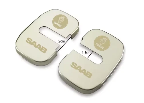 4x Cubiertas de pestillo de puerta de acero inoxidable Saab 9-3 2003-2011 con logotipos Saab Foto 3 de 4