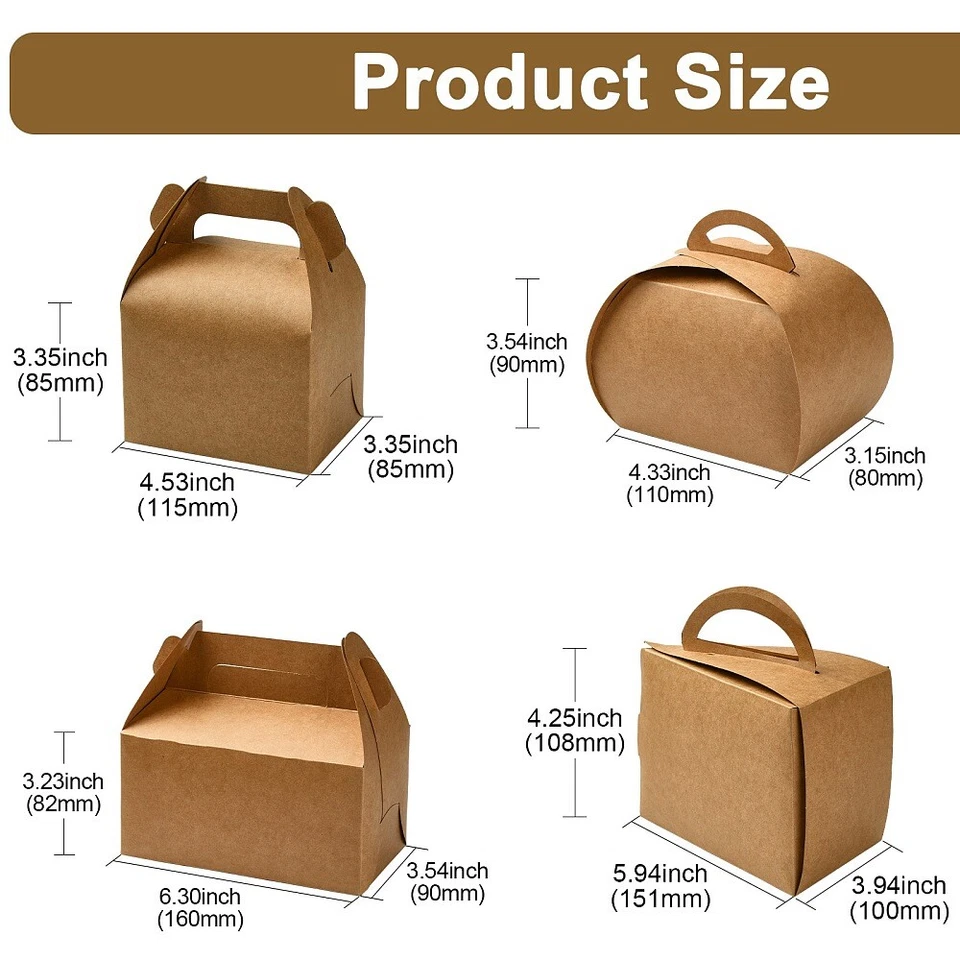 40x Cajas de Papel Kraft Marrón Cupcakes Contenedor Cajas a dos aguas Fiesta Faver Regalo Foto 2 de 4