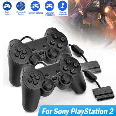 Black Wired Double vibration Game Controller Game Joystick Joypad For Sony PS2