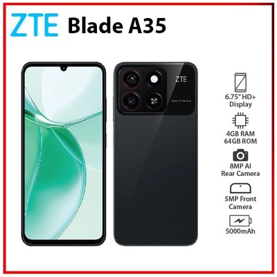 New) ZTE Blade A35 BLACK 4GB+64GB Dual SIM Unlocked Android Mobile