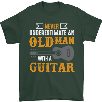 Gitarre Niemals Underestimate Alter Mann Herren 100% Baumwolle
