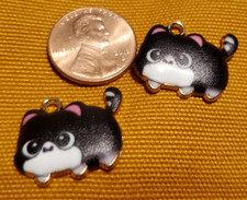 Black White Cute Cats - Set of 2 Charms - Ships From USA