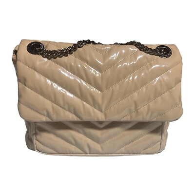 Think Royln Front Flap Shoulder Bag - Averyll Nude Patent