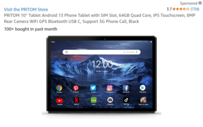 PRITOM Tronpad M10 WiFi & Phone Tablet - supports Phone Call & 2.4G WIFI Connect