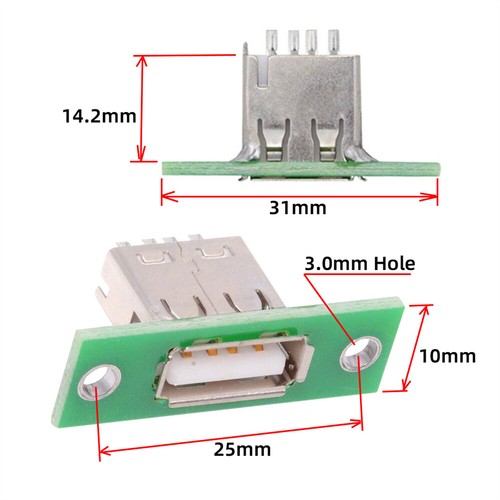 CY 5pcs DIY OEM USB Type-A Female Socket Solder Connector with Panel Mount - Picture 6 of 11