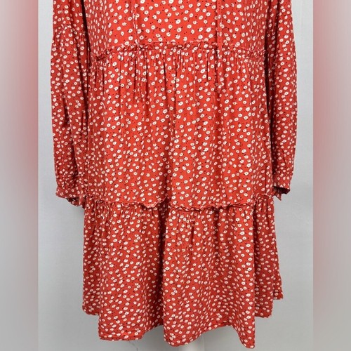 Rails Everly Carmine Daisies Shift Dress Red Ditsy Floral Long Sleeves Small - Picture 7 of 16