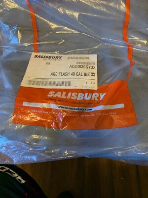 NEWSalisbury ACB4030GY3X Arc Flash 40 CAl Bib Overalls Flame-Resistant Gray 3XL