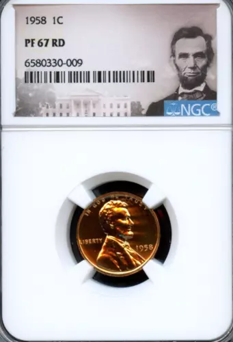 NGC - Wheat Cent - 1c - 1958 - PF-67-RD