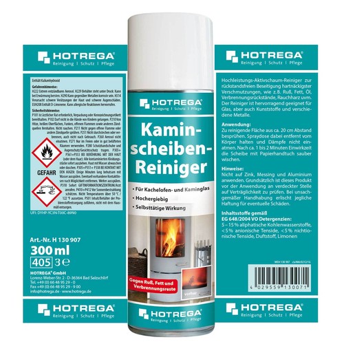 HOTREGA Kaminscheiben Reiniger Ofenreiniger Rußentferner Harz Glas 12x 300ml - Bild 7 von 7