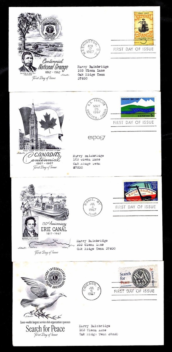 1967 U.S. FIRST DAY COVERS - LOT OF 12 - VF - CV$14.65 (ESP#4244