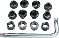 FSA Torx T-30 Alloy Road Triple Chainring Nut/Bolt Set wiith tool, Black 