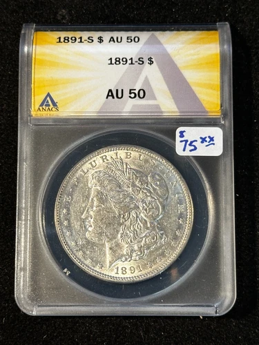 1891 S MORGAN DOLLAR ANACS AU 50 769