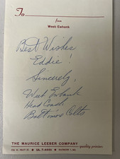 Coach Weeb Ewbank Autographed and Inscribed Baltimore Colts NFL HOF Coach