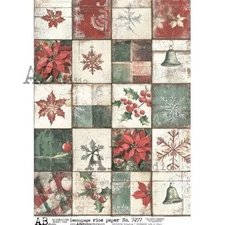 Christmas Check #7277 | A4 Rice Paper | Paper for Decoupage | AB Studios