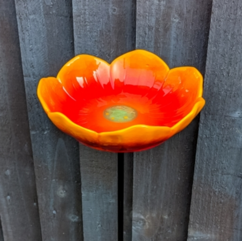 WILDLIFE WORLD CERAMIC WILD POPPY WILD BIRD FEEDER FLORAL GARDEN WILD BIRD 68CM