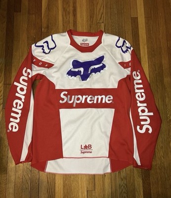 Supreme Fox Racing Moto Jersey FW18 Size XXL White Red Hockey 