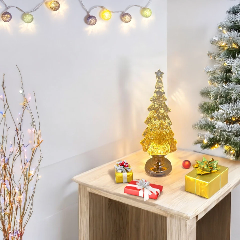 Lotti Albero Natale Glitter LED 32 cm decorazione luminosa acqua movimento luci