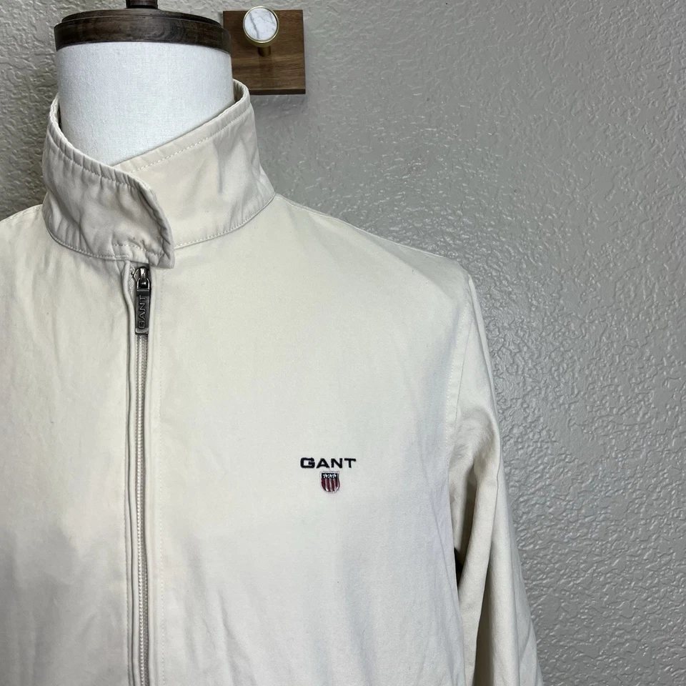 Men Gant Long Full Zip Beige Harrington Jacket Size S Foto 4 de 4