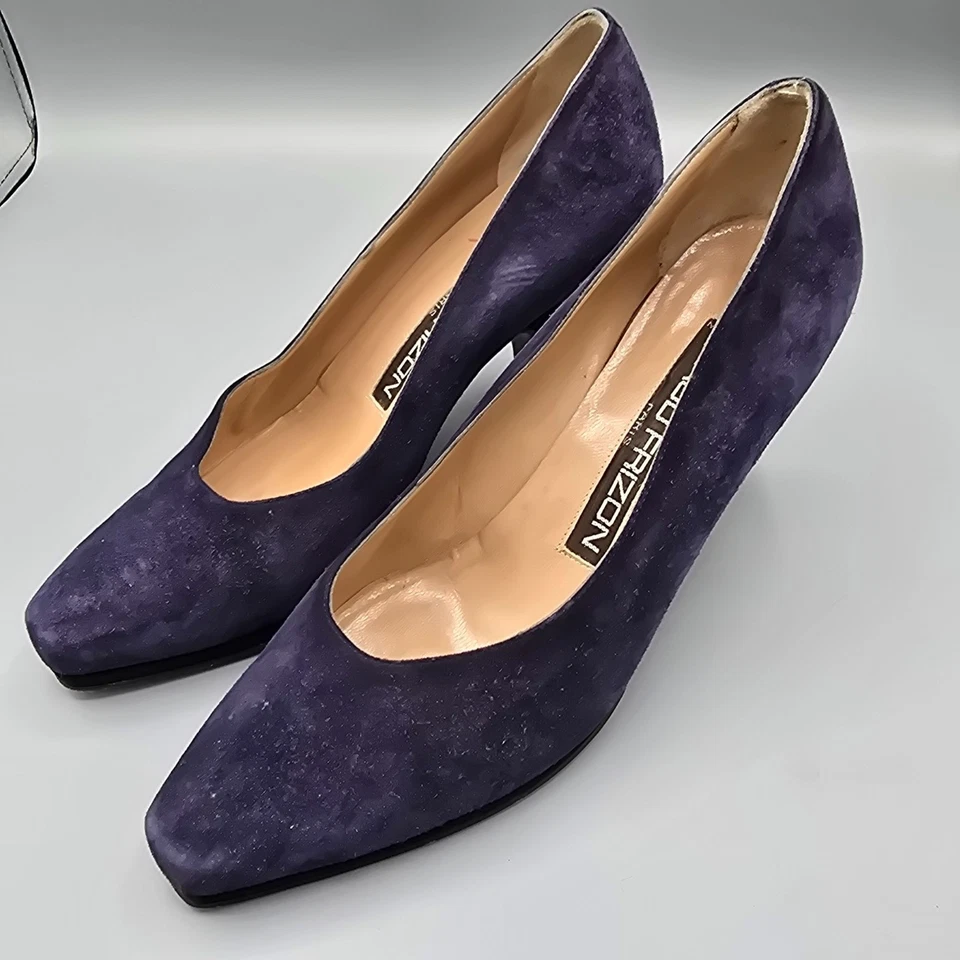 Zapatos de salón de gamuza Maud Frizon Paris azul oscuro/púrpura vintage de principios de la década de 1990 (EU37/US6.5) Foto 3 de 4