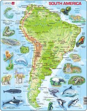 South America Topographic Map 65 Piece Tray Jigsaw Puzzle Larsen New