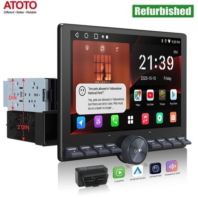 ATOTO A5L  Android 1 DIN Floating 10.1'' Car Stereo GenAI GPS NAVIDual-HDMI OBDII