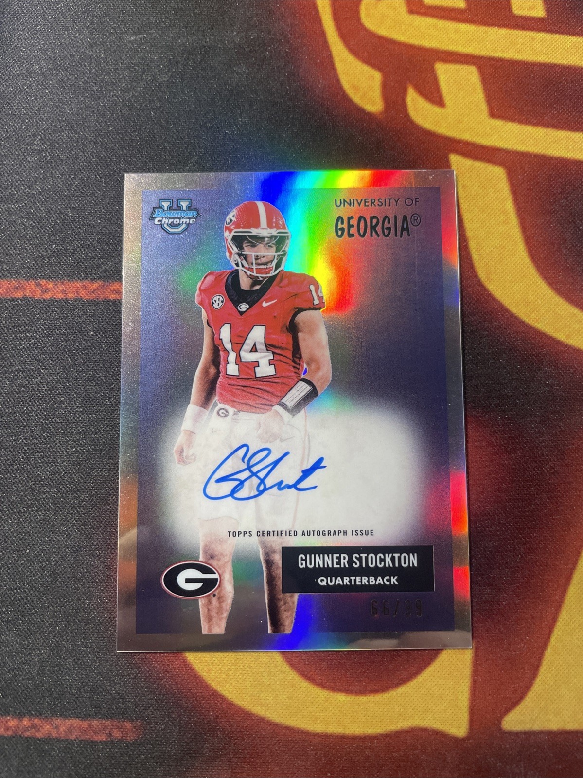 2025 Bowman U Chrome Gunner Stockton RARE 1955 Auto 66/99 SP - Georgia QB🔥