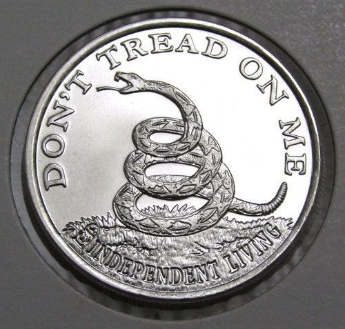 Independent Living Don't Tread Boston Tea Party 1 Troy oz .999 Fine Silver Round