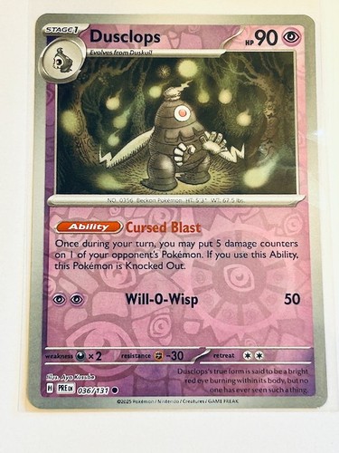 Pokemon TCG Prismatic Evolution Dusclops 036/131 Reverse Holo | eBay