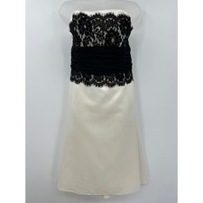 WHBM White House Black Market 14 Strapless Dress Black Lace Party Cocktail Event