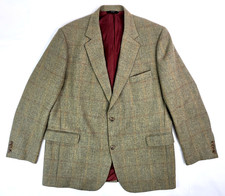 Vtg The Andover Shop Men Wool Tweed Blazer 48R Olive Green Windowpane USA Coat