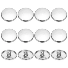 Metal Round Flat Alloy Shank Sewing Button 20 mm & 12 Pack & Silver Tone
