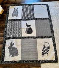 Handmade Child s Quilt Black White Size 70 x 53 Inches. Pre-owned