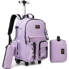 Rolling Backpack for School Glitter Backpack with Wheels Backpacks with Lunch...