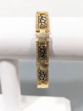 Vintage Gold Tone Nugget Style Magnetic Clasp Bar Chain Bracelet 6.5 inch