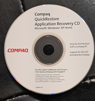 Compaq Operating System CD & QuickRestore CD Microsoft Windows XP Home 2002
